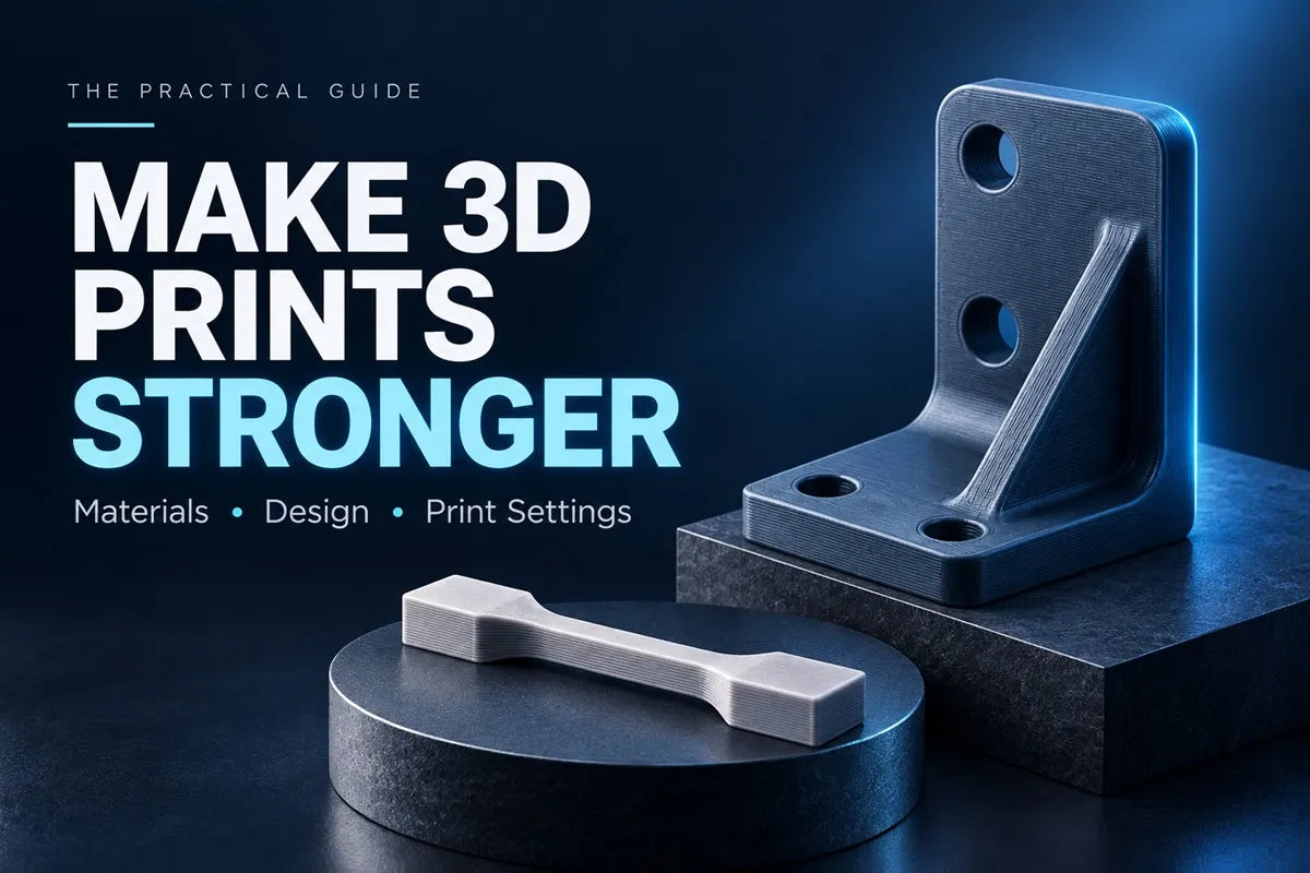 Concept illustration of reinforced printed parts with the title Make 3D Prints Stronger.