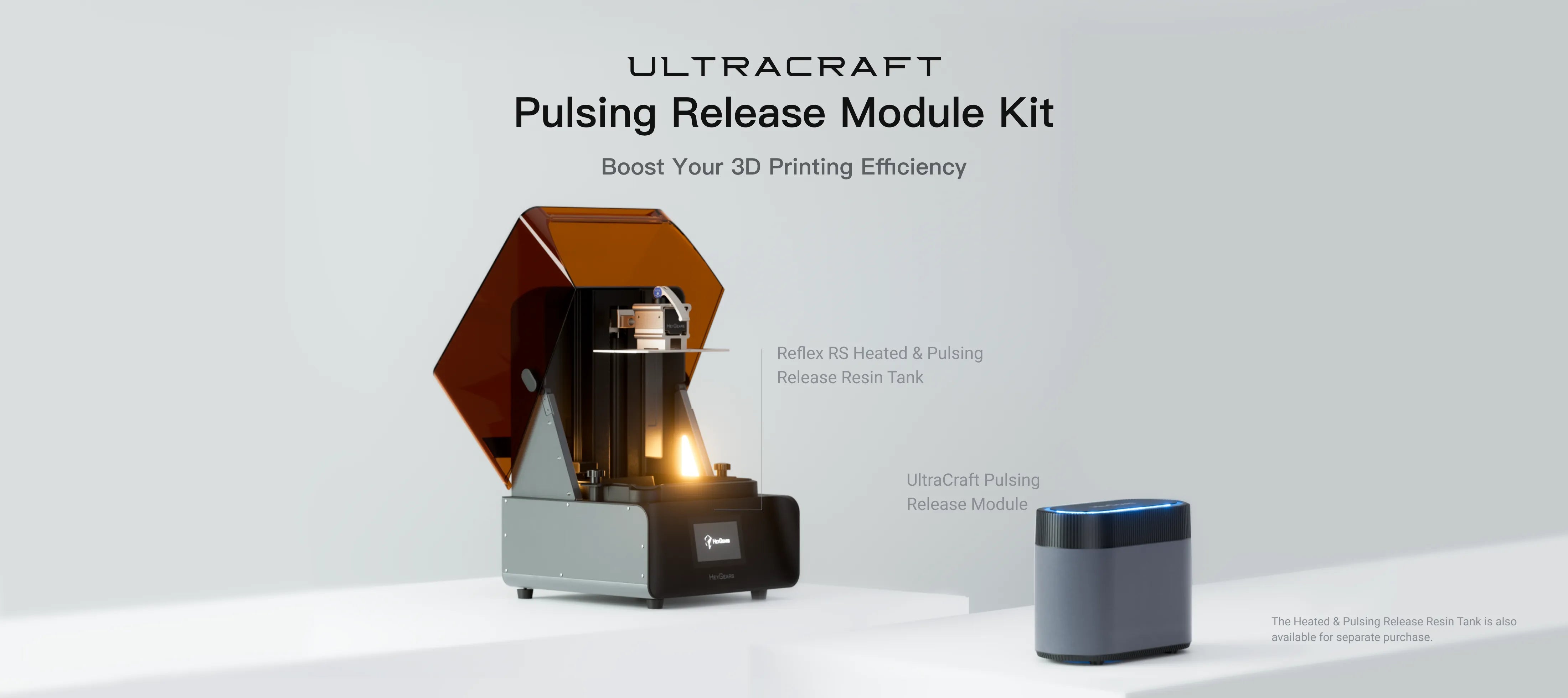 HeyGears Pulsing Release Module Kit - Heated Resin Tank for 50% Faster 3D Printing Efficiency