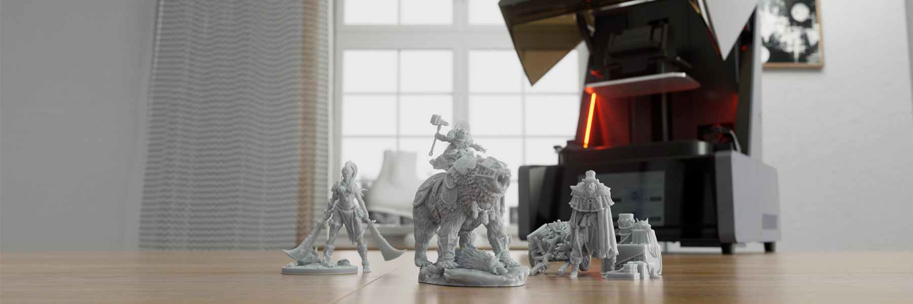 Resin 3D printed fantasy miniatures with HeyGears 3D printer