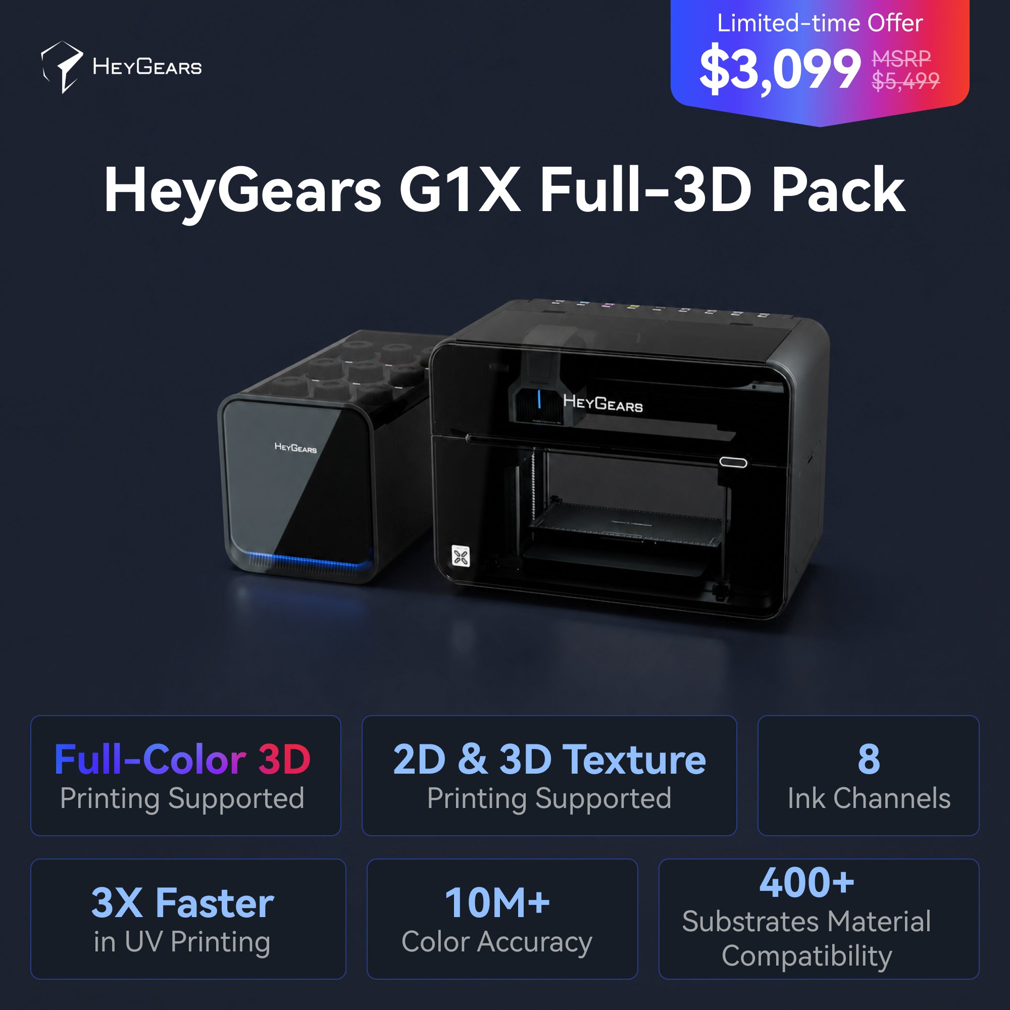 HeyGears G1X - The World's 1st Desktop Full-Color 3D & UV Printer