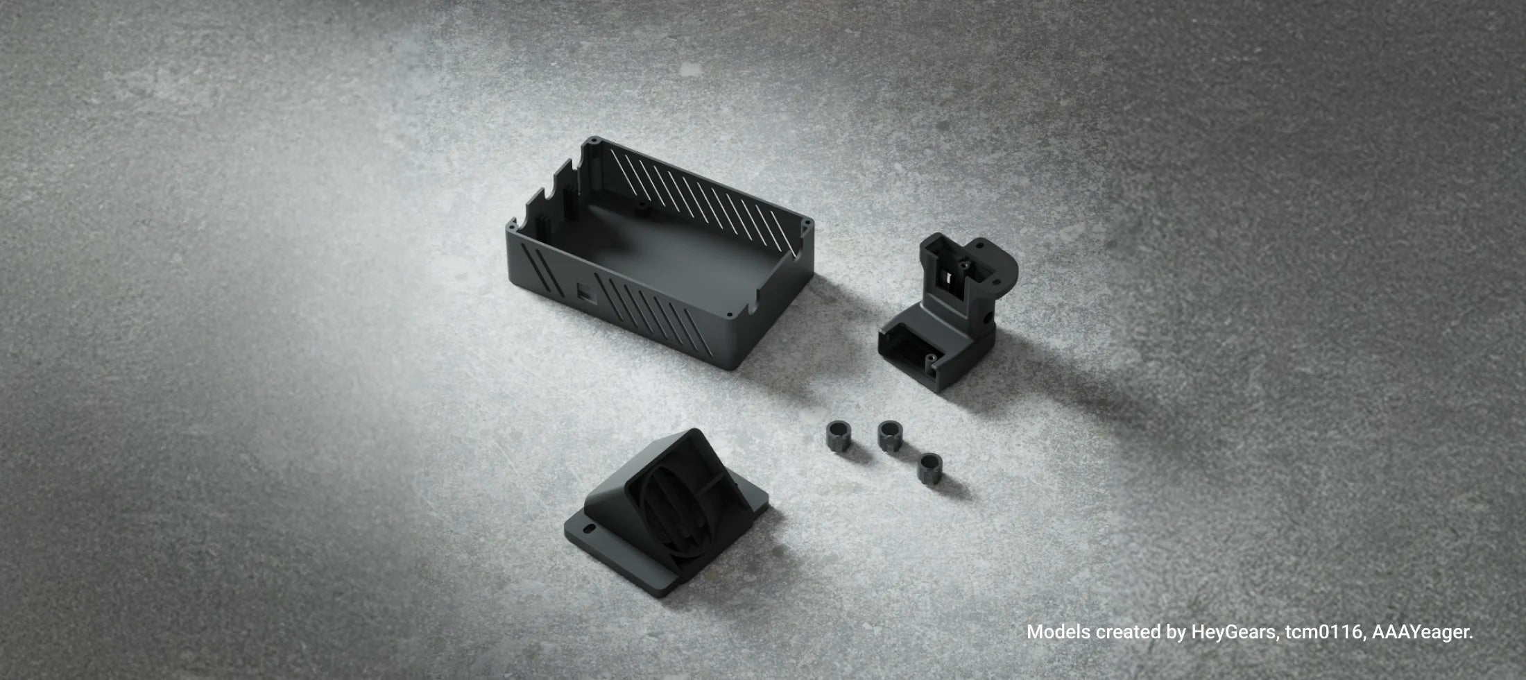 Mechanical parts including enclosure, brackets, and connectors 3D printed with HeyGears PAH10 resin