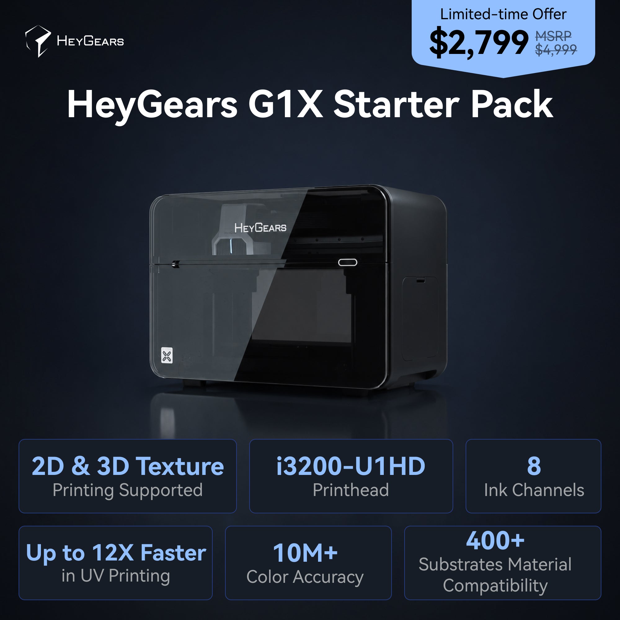 HeyGears G1X - The World's 1st Desktop Full-Color 3D & UV Printer