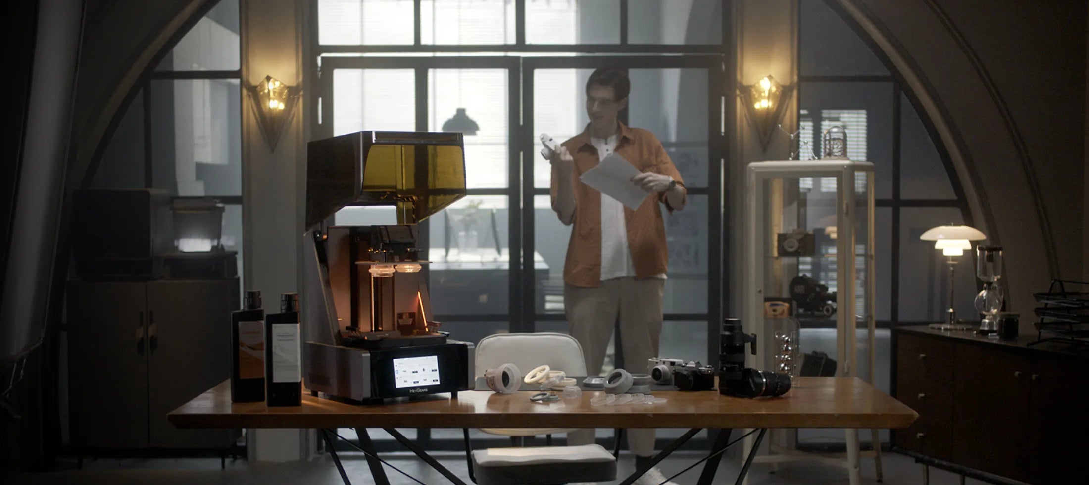 HeyGears resin 3D printer in creative 3D Printing studio setup