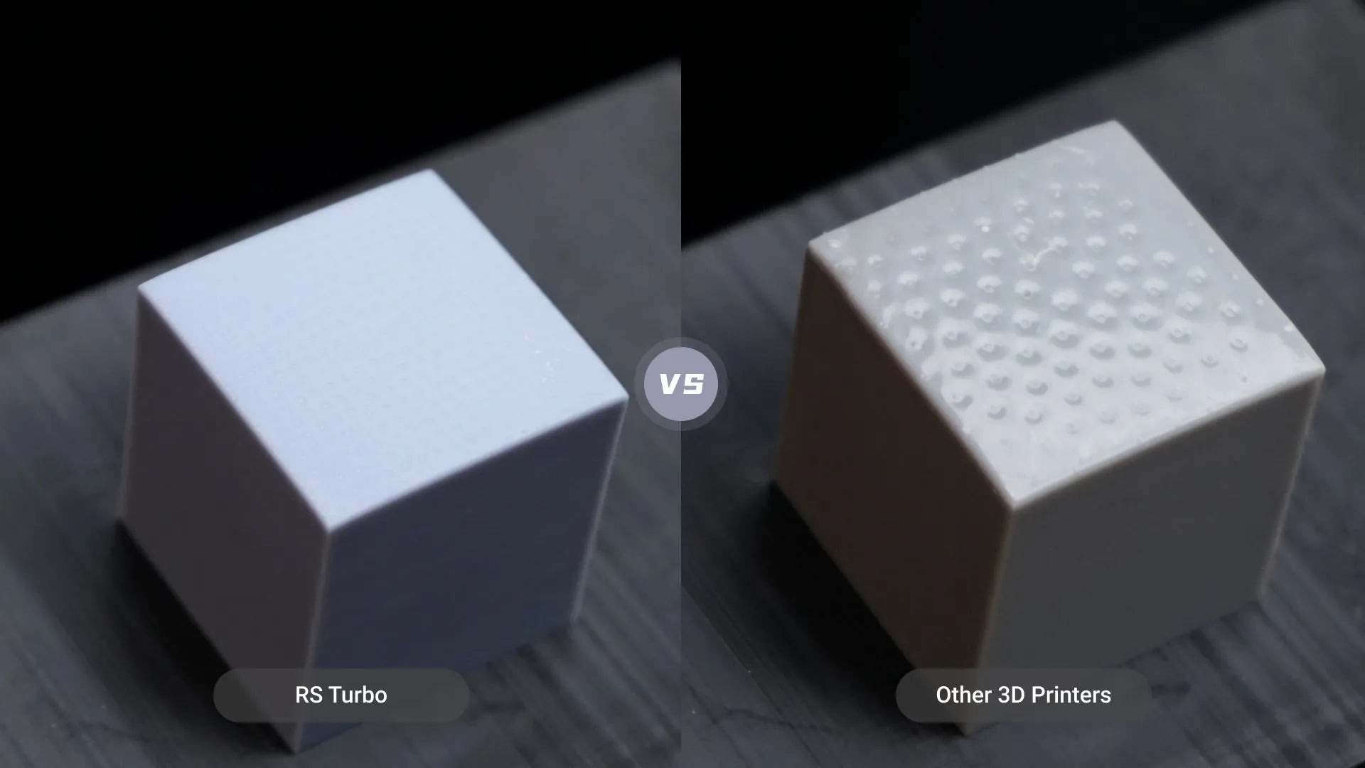 HeyGears RS Turbo resin 3D printed vs other 3D printers cube comparison