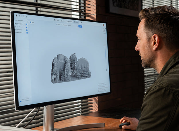 03. Easy, Reliable Slicing for Every MakerBlueprint Studio is HeyGears’ slicing software for resin 3D printing. It simplifies print preparation with fine-tuned profiles and one-click slicing. Beginners can start with reliable presets for HeyGears resins, while Open Material Mode on Reflex RS Turbo and Reflex RS gives experienced users greater control over materials and parameters.