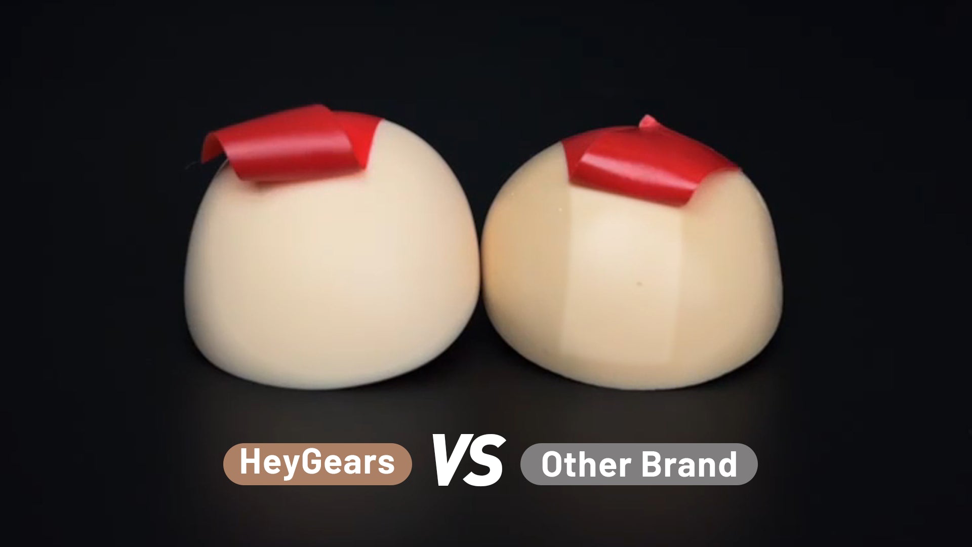 HeyGears PAWR10 resin sample compared with another brand, showing differences in surface appearance after testing.