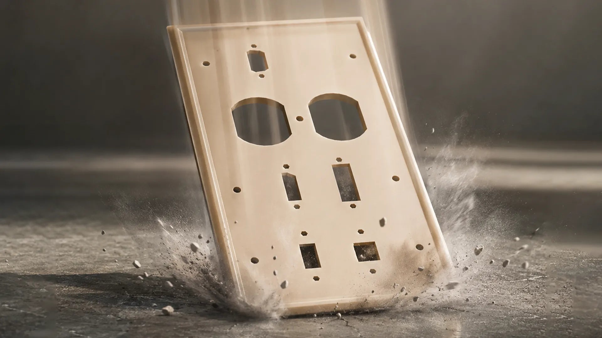 PAWR10 resin 3D printed panel hitting a hard surface in a drop test to demonstrate impact resistance and durability.