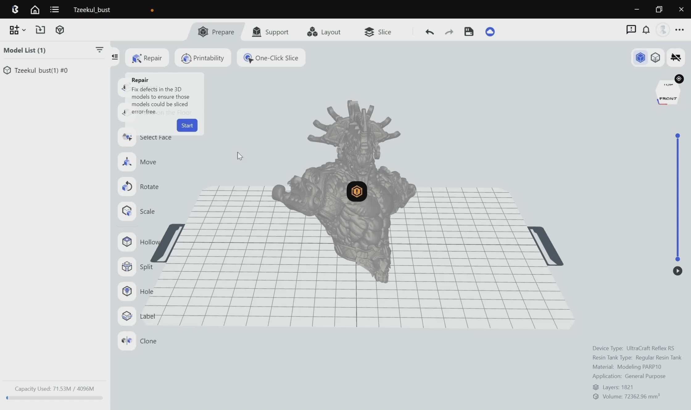 Load video: <p>Automatically detects and repairs model defects such as inverse normals, holes, and intersecting shells.</p>