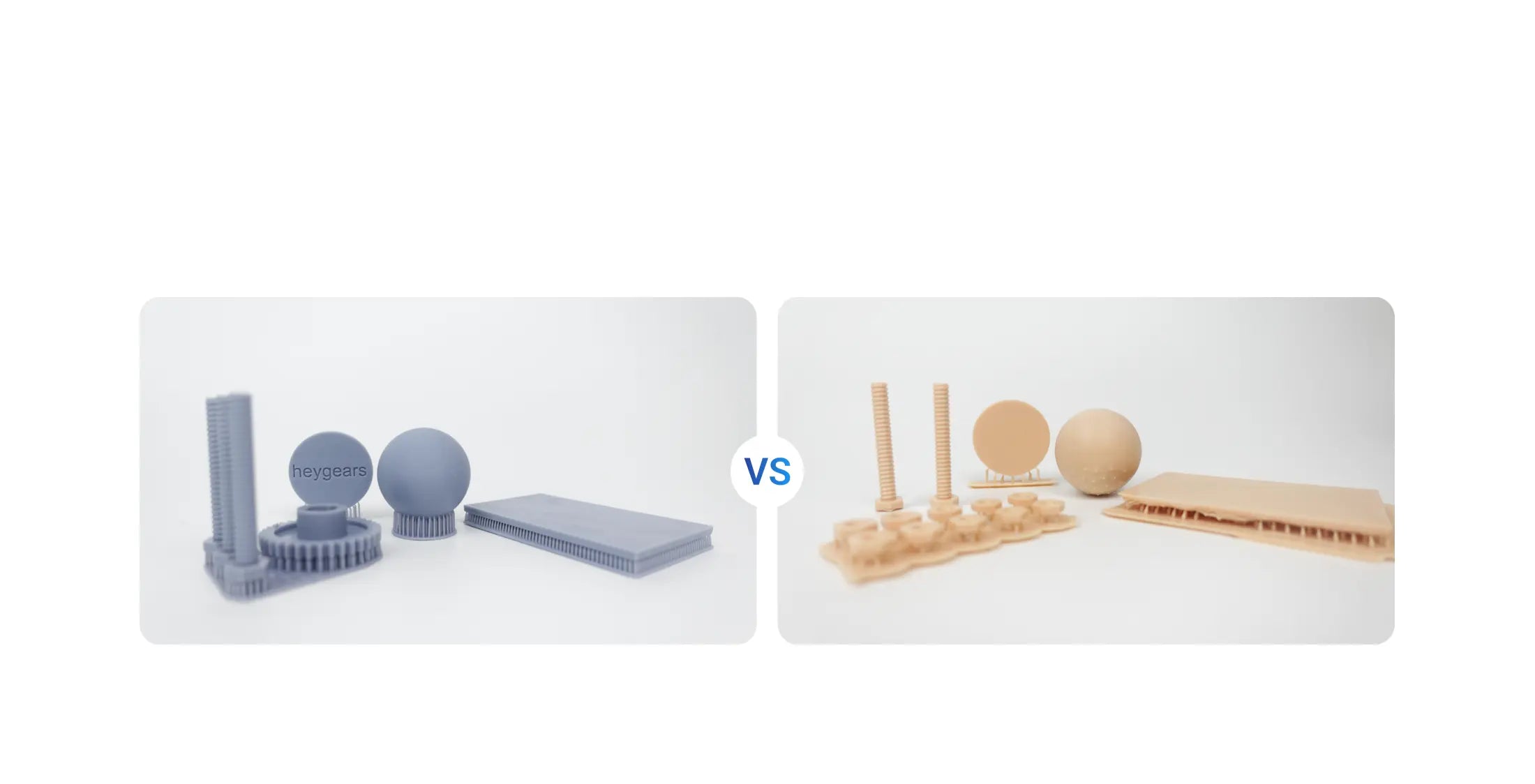 HeyGears resin 3D printed parts vs other 3D printed parts comparison