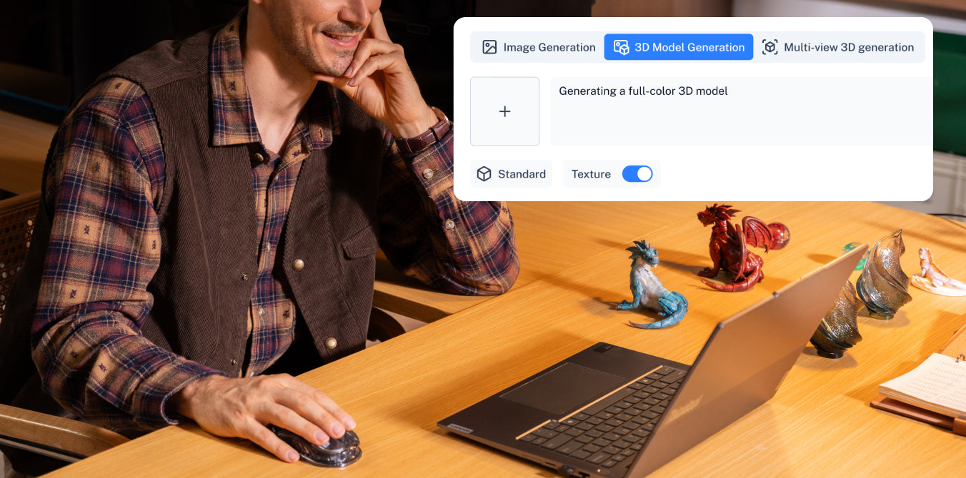 02. From Idea to Printable 3D Model or Image in SecondsWith HeyVerse, you can generate 3D models or images from text descriptions and reference images. No advanced design or modeling skills are required, making it easy for beginners to get started.