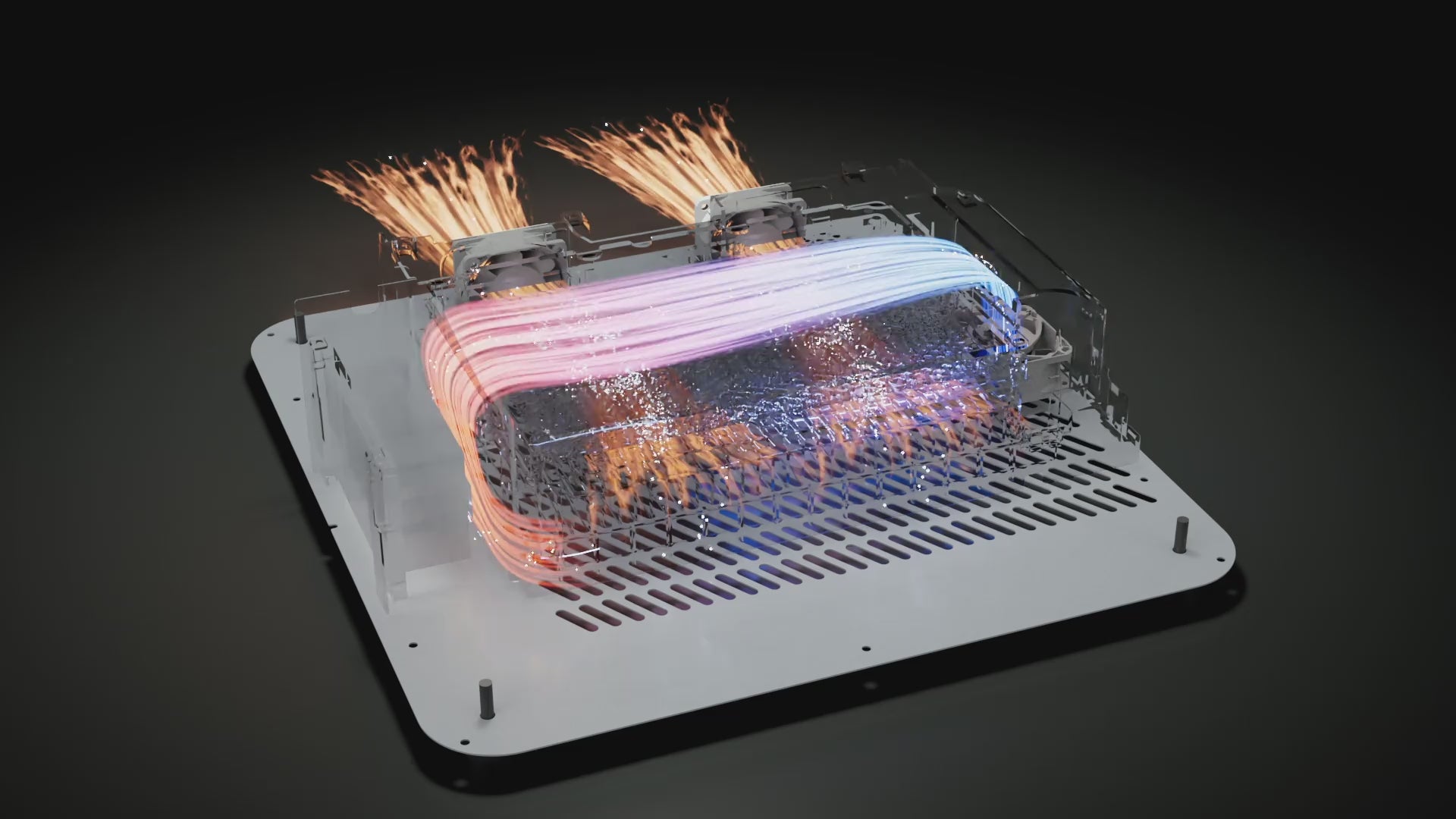 Charger la vidéo: &lt;p&gt;The thermal ventilation structure dissipates heat from the light source and screen, maintaining a stable temperature between 31.2 °C and 35 °C*. This reduces heat buildup and extends lifespan.&lt;br/&gt;&lt;br/&gt;&lt;em&gt;*Data sourced from HeyGears Lab, with UltraPrint-Production PAP10 resin printed at 25 °C.&lt;/em&gt;&lt;/p&gt;